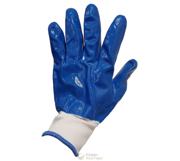 Рукавички захисні з нітриловим двостороннім покриттям (сині, жовті)