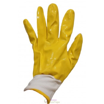 Перчатки защитные с нитриловым двухсторонним покрытием (синие, желтые)