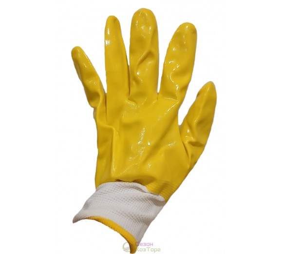 Рукавички захисні з нітриловим двостороннім покриттям (сині, жовті)