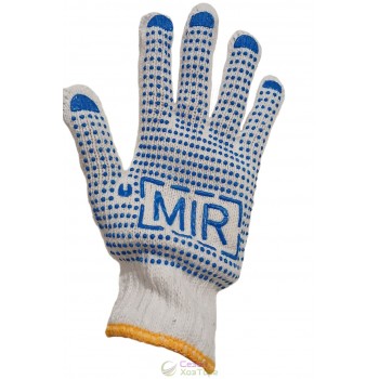 Рукавички MIR білі з ПВХ крапкою 1-й сорт