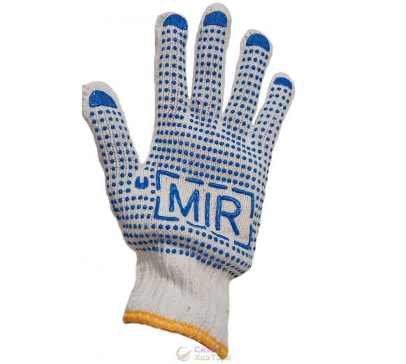 Рукавички MIR білі з ПВХ крапкою 1-й сорт
