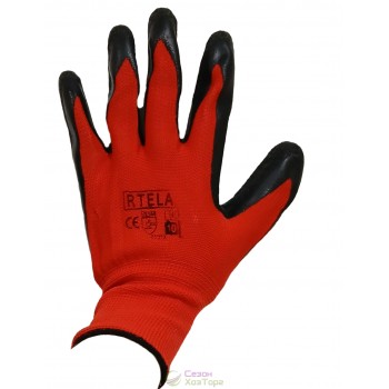 Рукавички Rtela стрейчеві з нітрилом (червоно-чорні)