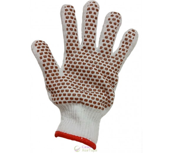 Перчатки рабочие белые с кирпичным рисунком ПВХ  