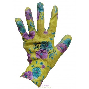 Рукавички «Квітка» трикотажні з одностороннім силіконовим покриттям в асортименті