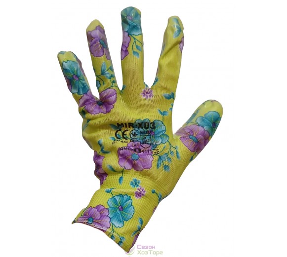 Рукавички «Квітка» трикотажні з одностороннім силіконовим покриттям в асортименті