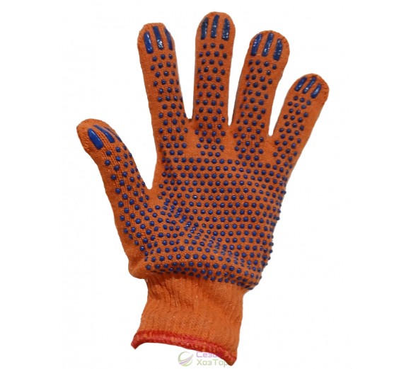 Рукавички робочі помаранчеві з ПВХ крапкою 