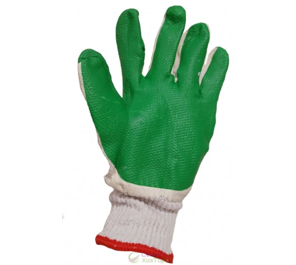 Перчатки защитные х/б с латексным рельефным покрытием 