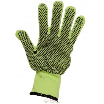 Рукавички робочі салатові з ПВХ крапкою