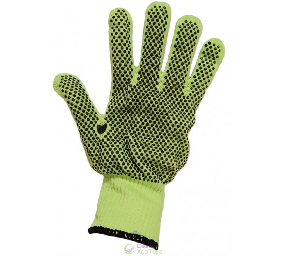 Рукавички робочі салатові з ПВХ крапкою