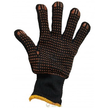 Рукавички робочі синтетичні чорні з ПВХ крапкою