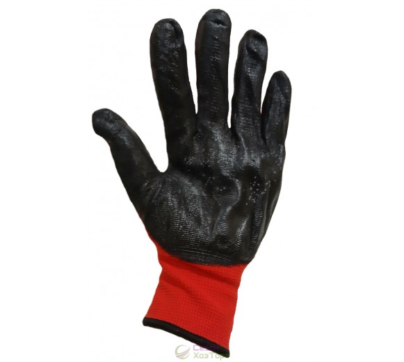 Рукавички стрейчеві з нітрилом (червоно-чорні) 2-й сорт