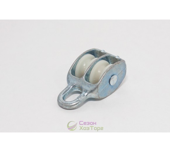 Блок подвійний для троса з нейлоновим роликом 25мм
